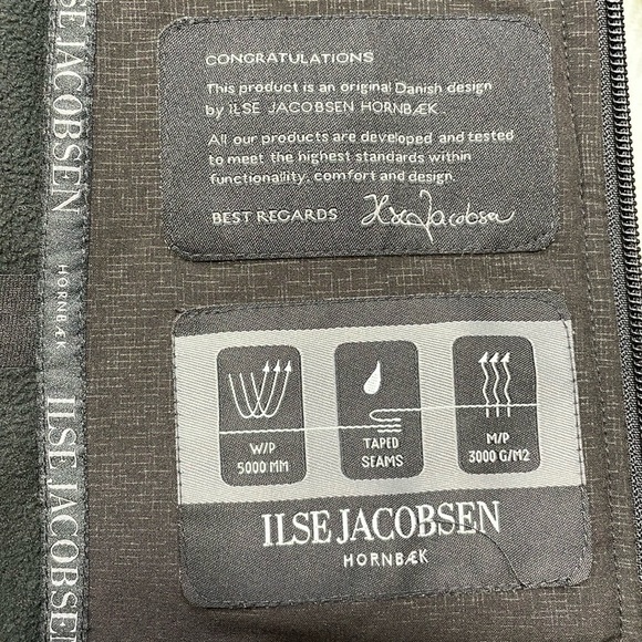 ILSE JACOBSEN Raincoat Hornbaek Jacket Hooded Grey Pocket Full Zip Size 36 Small - Picture 2 of 10